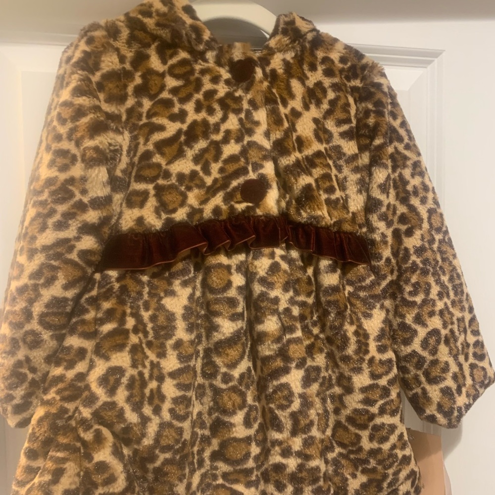 Toddler faux fur jacket leopard print